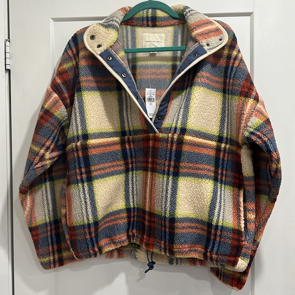 NWT | American Eagle Shacket/Sweater | Women’s Large | Cozy Plaid Print - Picture 1 of 6